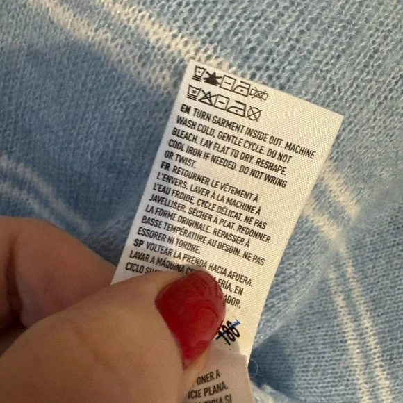 NWT American Eagle  Blue/White LIGHTWEIGHT V-Neck SPRING SWEATER   SMALL  #4 - Picture 10 of 13